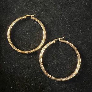 Gold plated 14k hoops 2in